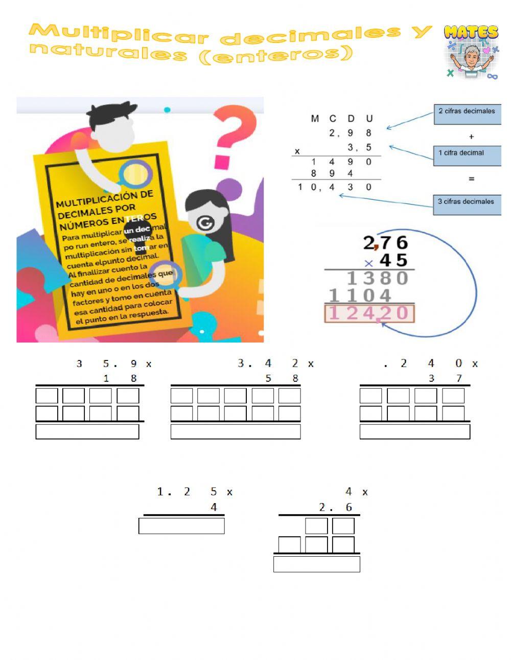 Multiplicación de decimales por enteros