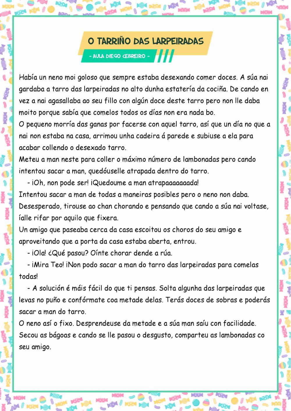 Fábula o neno e os doces