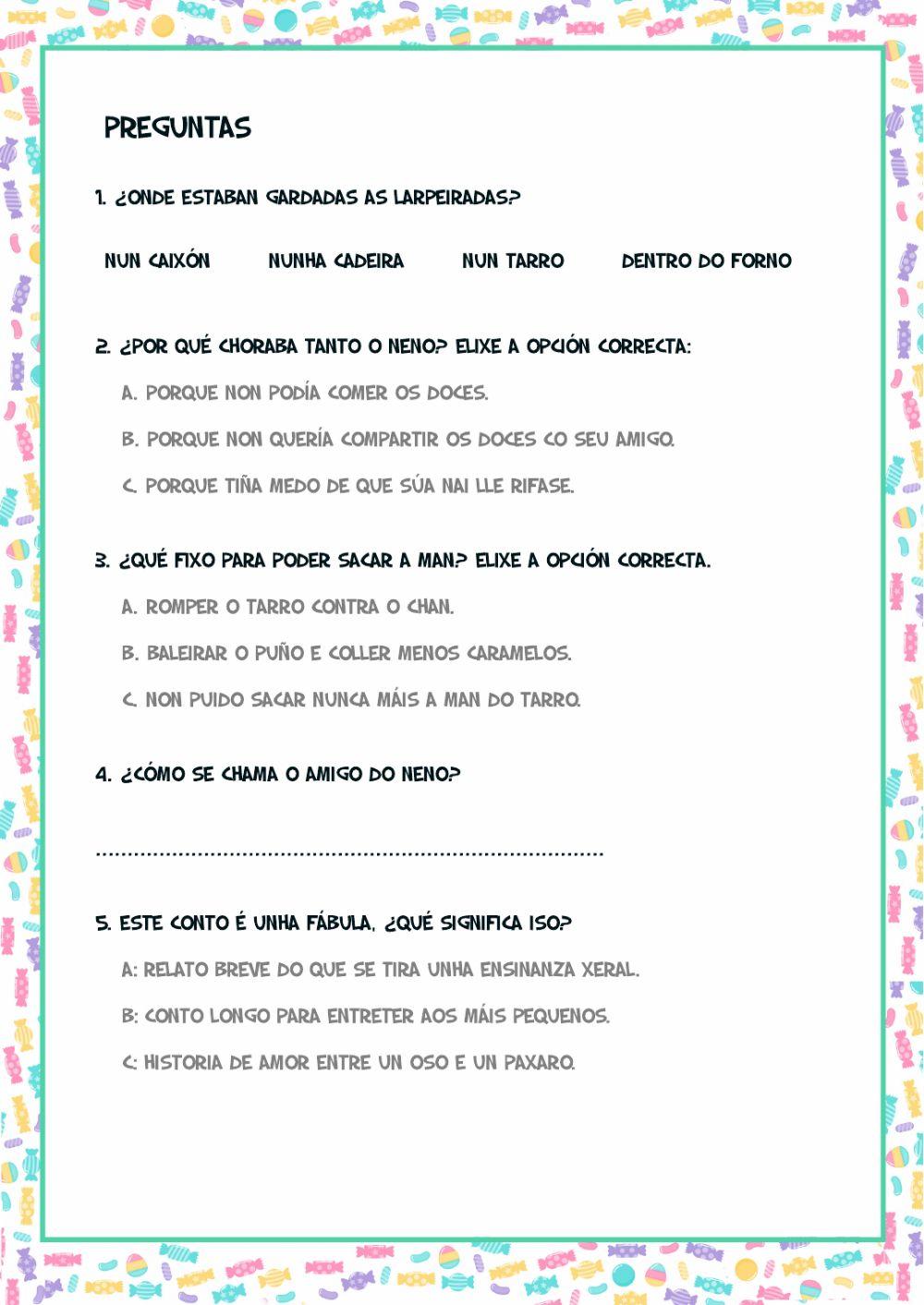 Fábula o neno e os doces