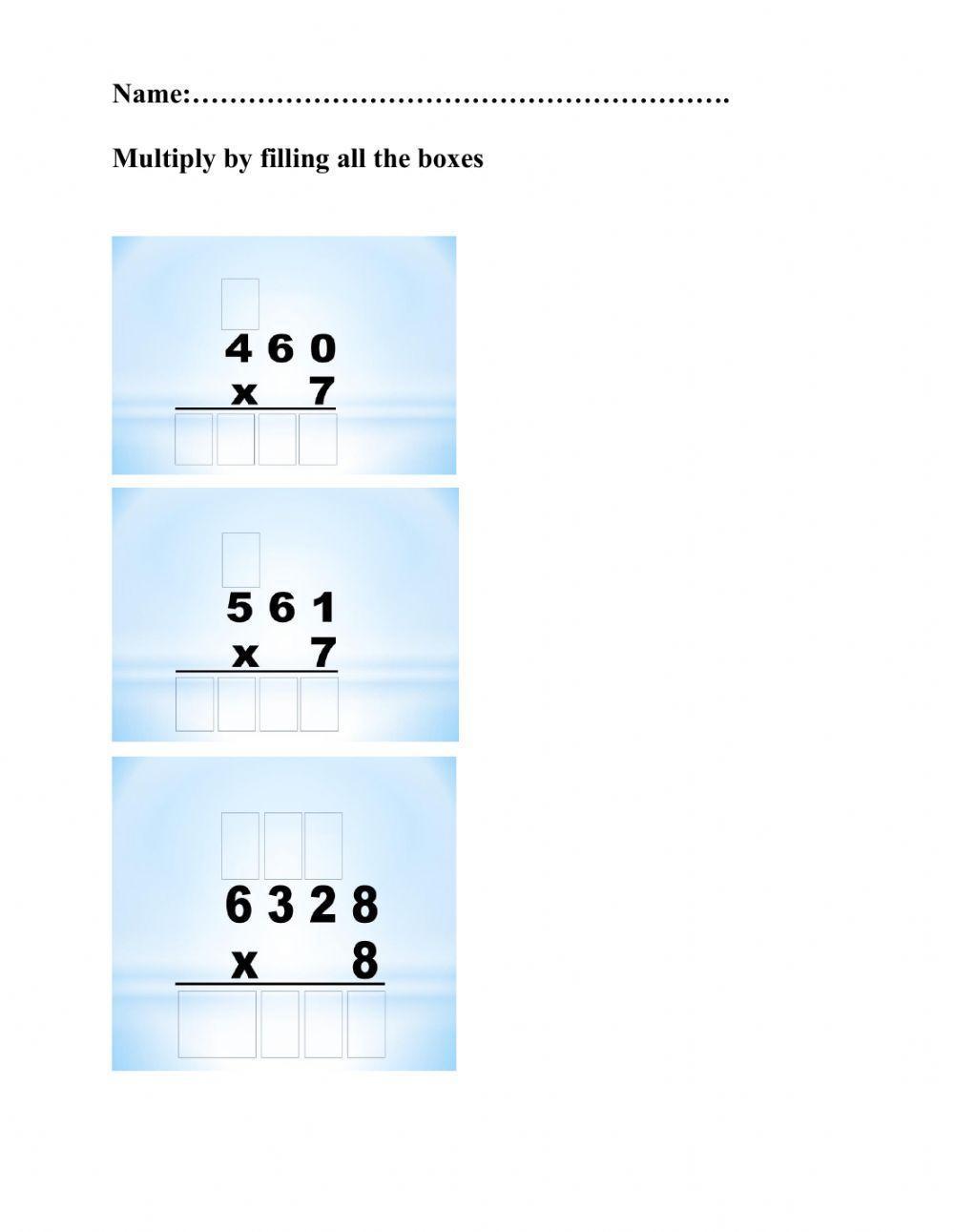 Multiplication of Multi-digit by one digit