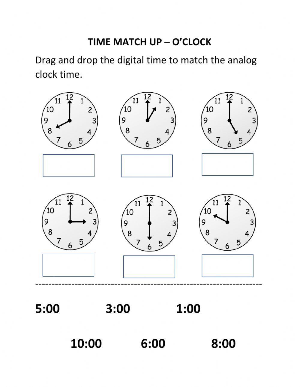 Time Match Up - O'clock