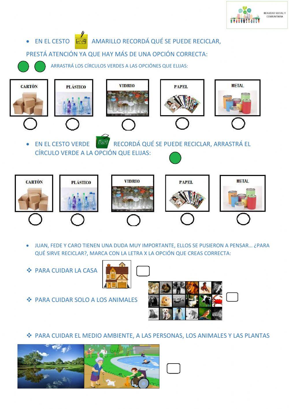 A trabajar con el reciclaje y situaciones problematicas