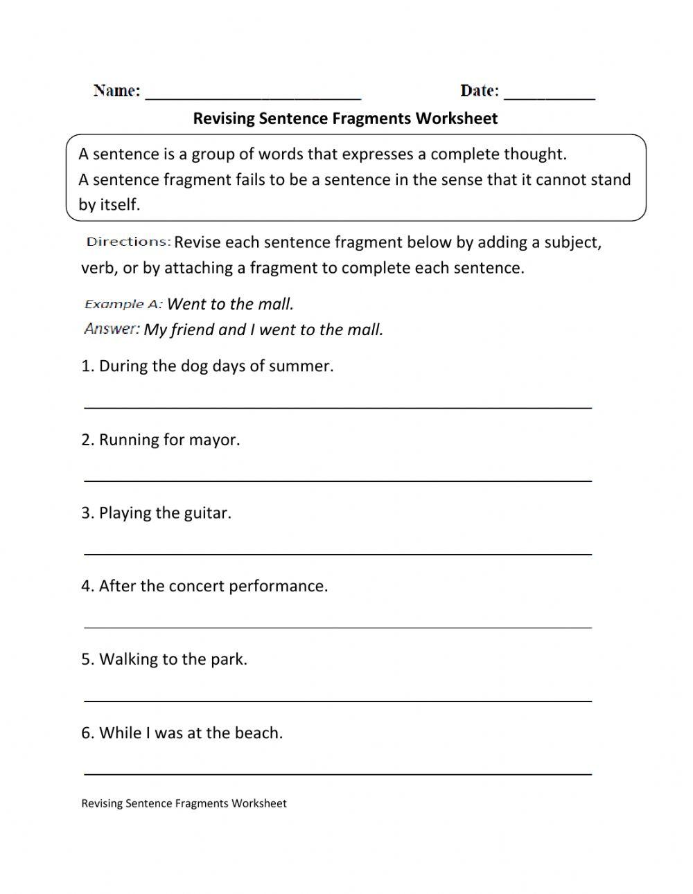 Sentence Fragments Interactive Worksheet Live Worksheets Sentence Fragments Interactive Worksheet Live Worksheets