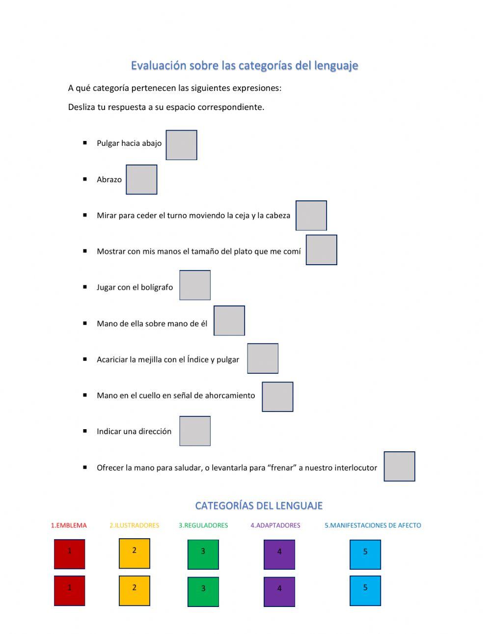 Evaluación Categorías del Lenguaje