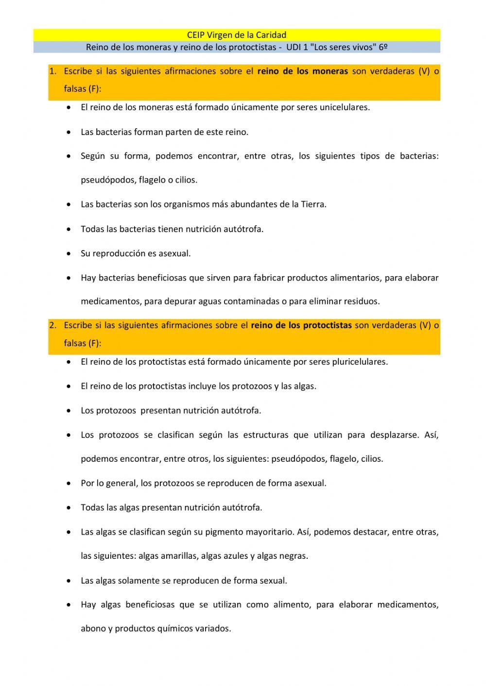 Reino de los moneras y reino de los protoctitas
