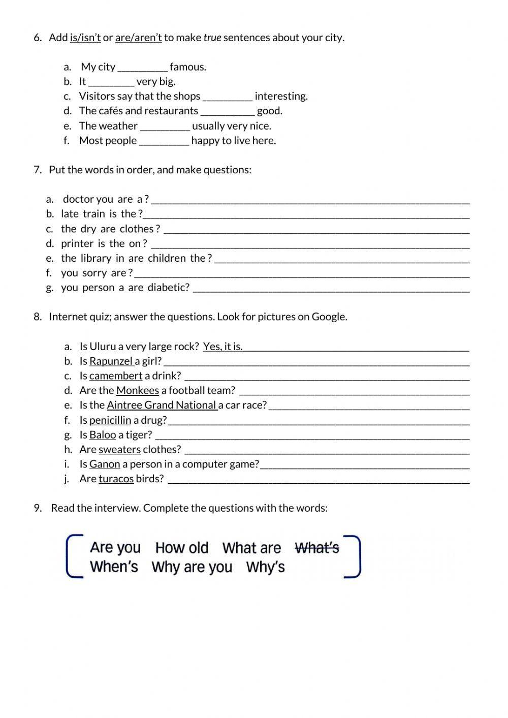 To be in present simple, a-an-the - Revision