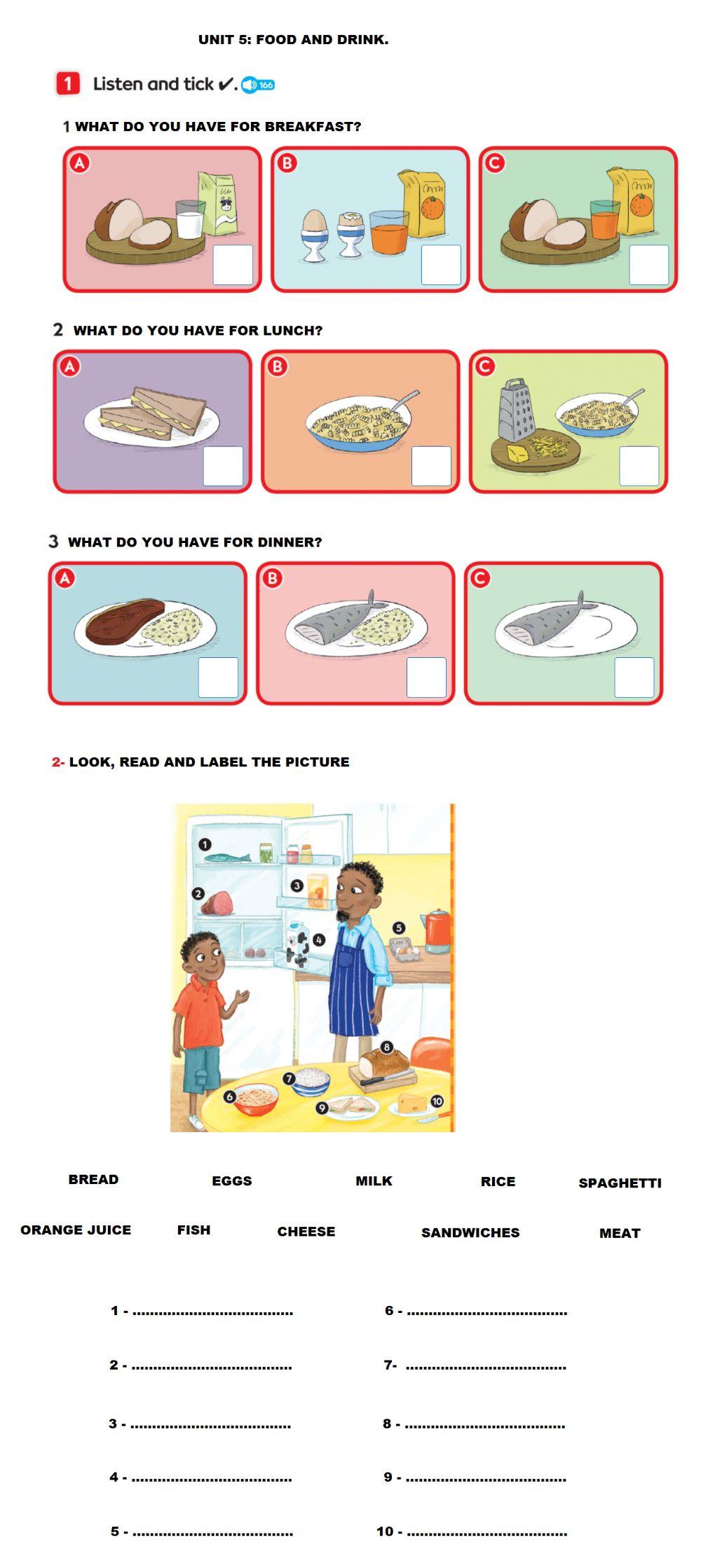 Food and drink vocabulary revision