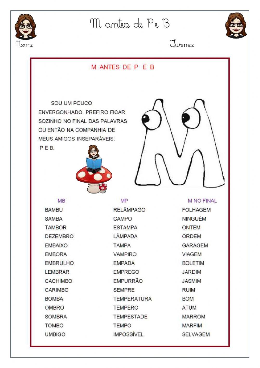 Letra M antes de P e B