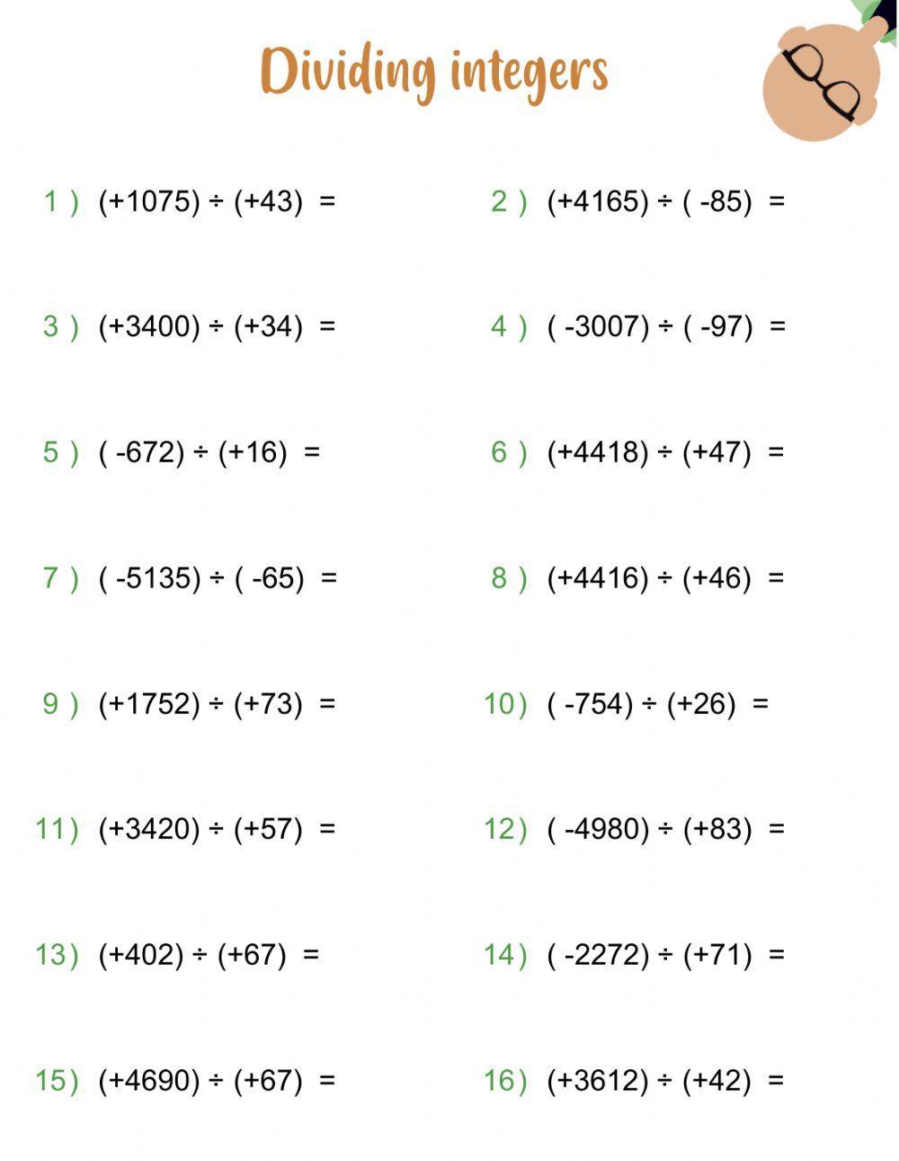 Multiplying and dividing integers