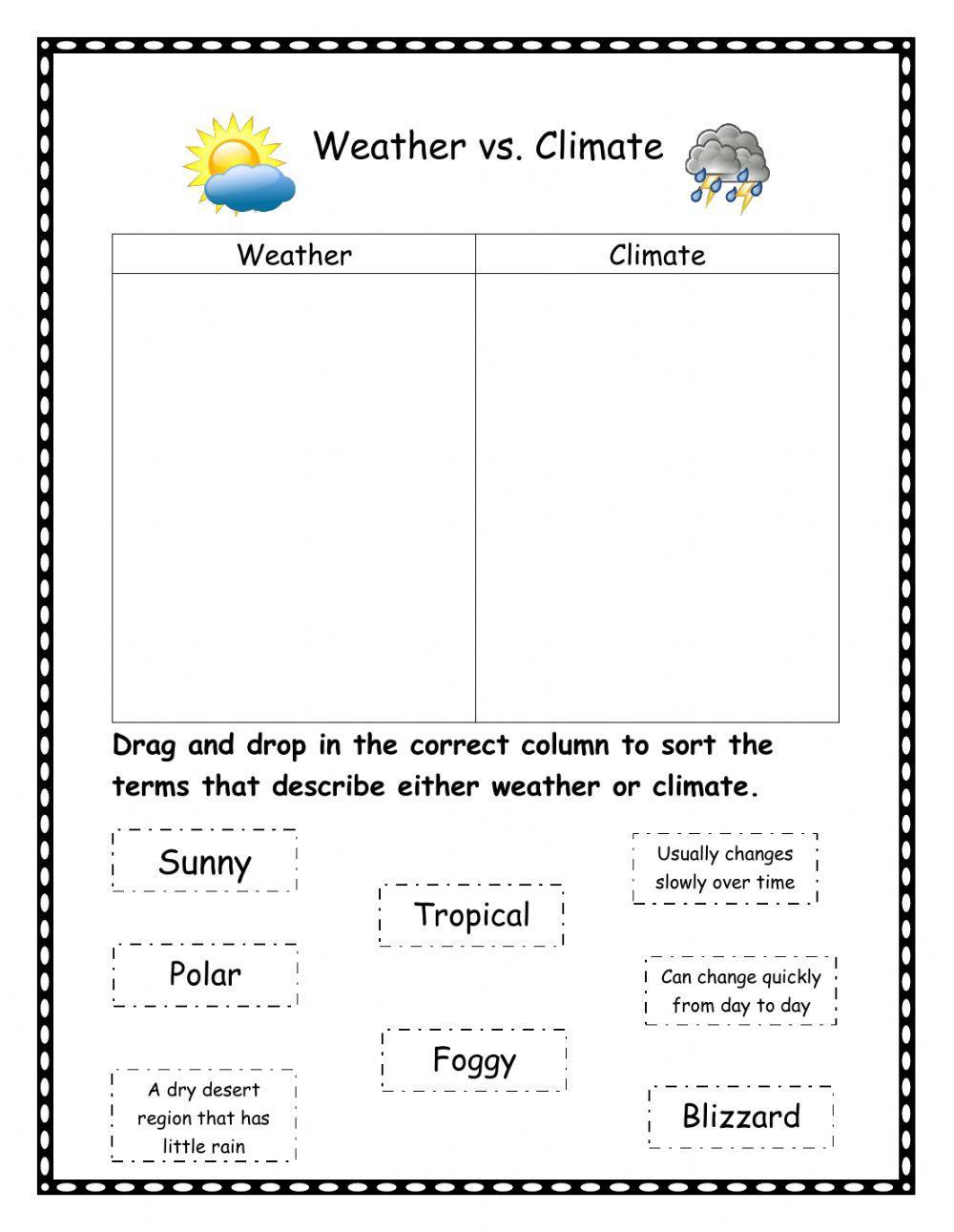 418691 weather vs climate kathyo liveworksheets