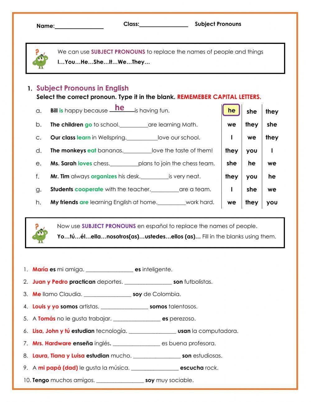 Pronombres personales-practice