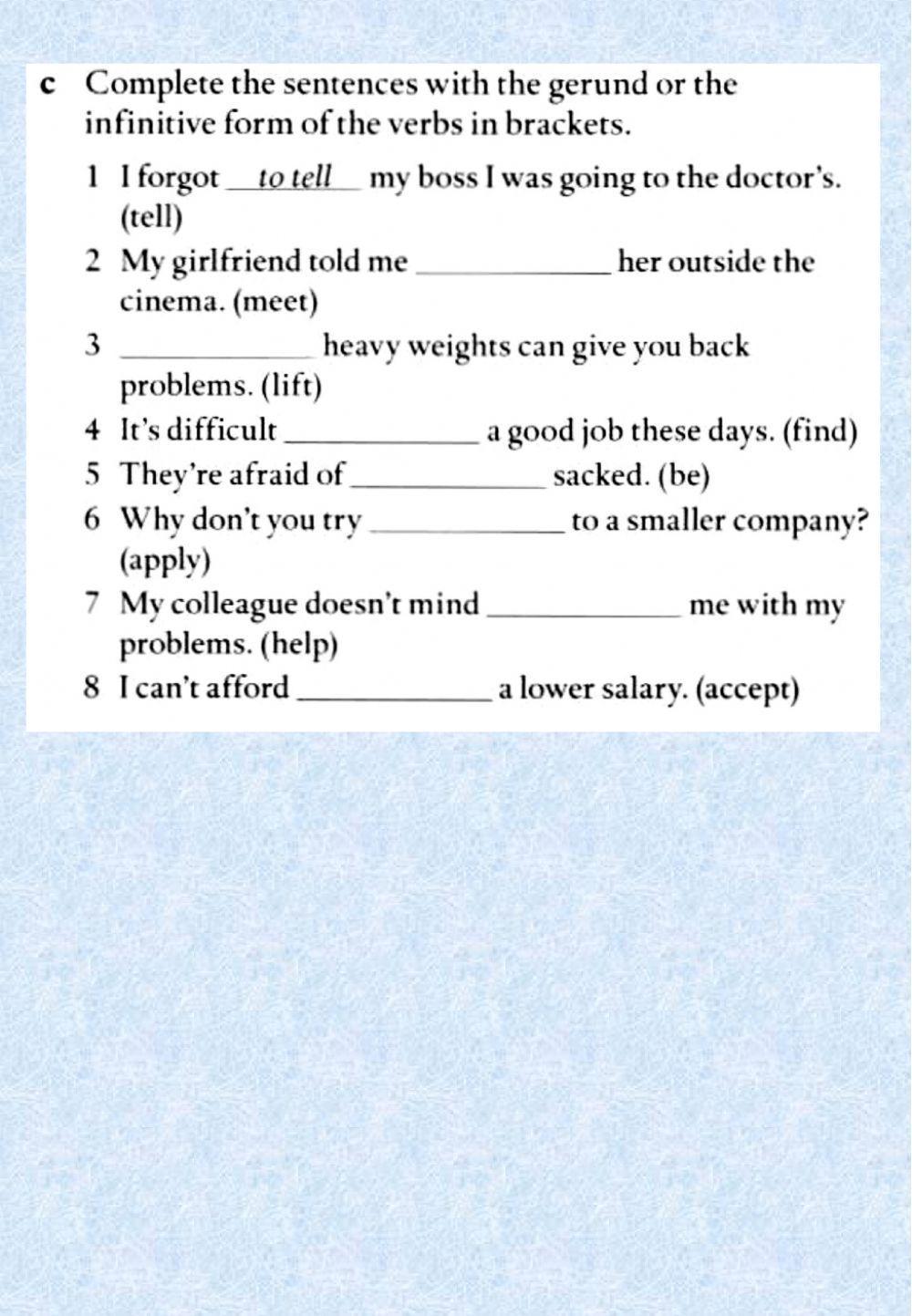 Gerunds and infinitives