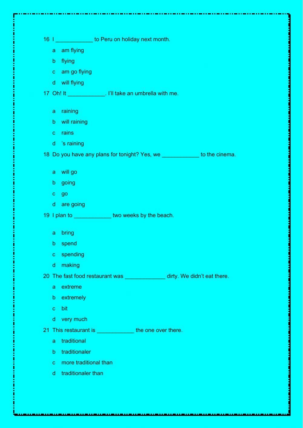 The English Academy-Placement test 2