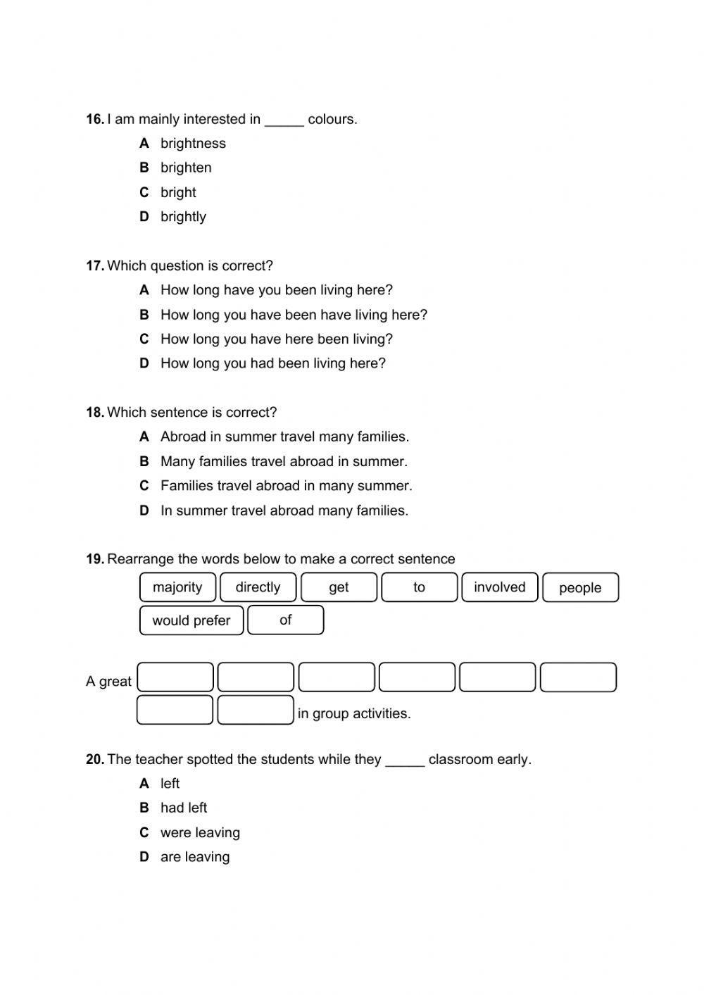 Emsat Mock Exam Part 1 - Grammar