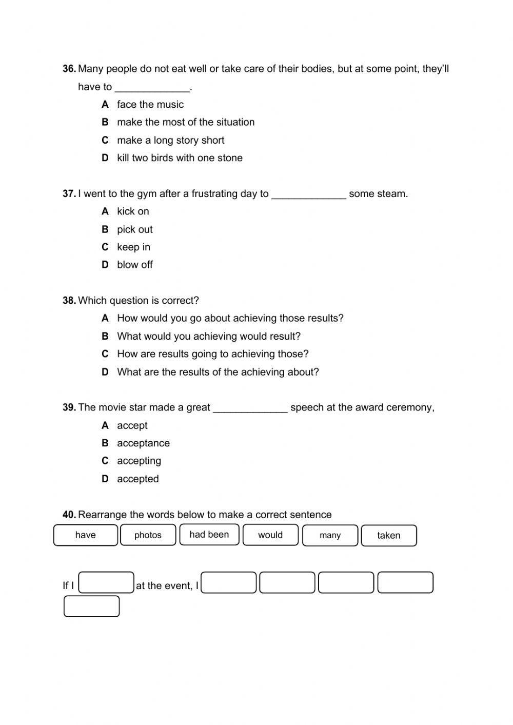 Emsat Mock Exam Part 1 - Grammar