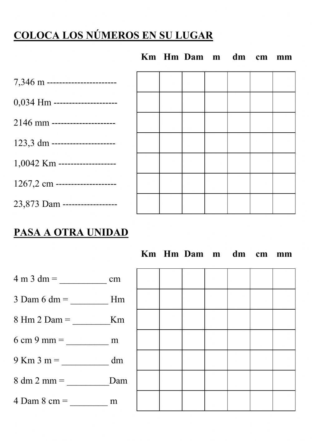 Unidades de Longitud - Decimales