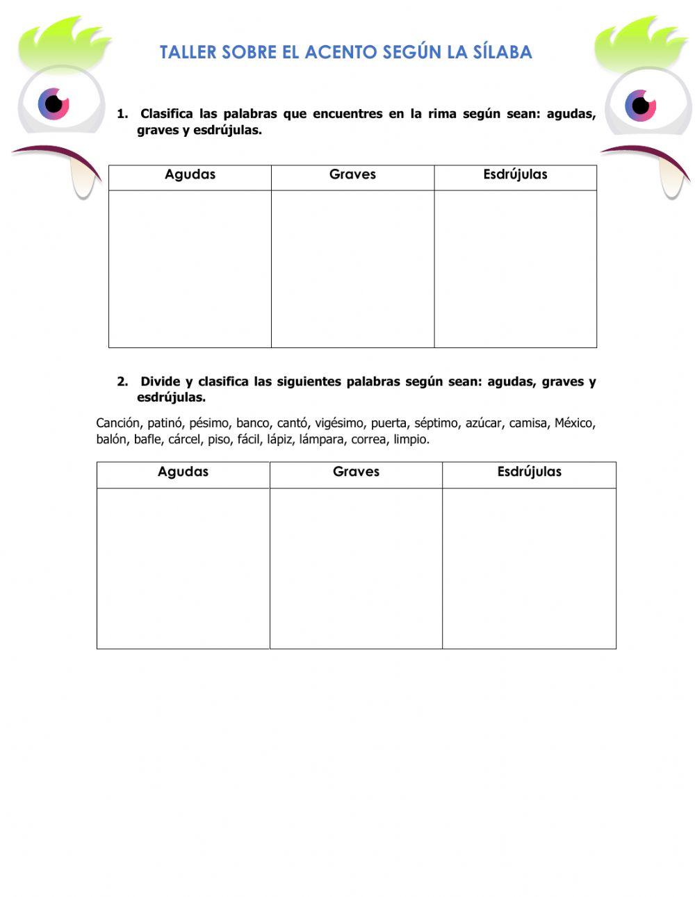 Taller sobre el acento 3°