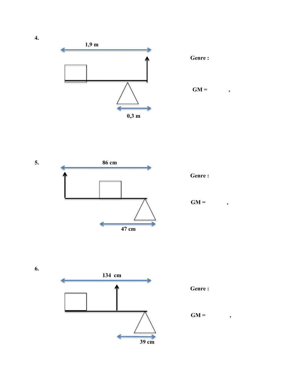 Les calculs du gain mécaniques des leviers