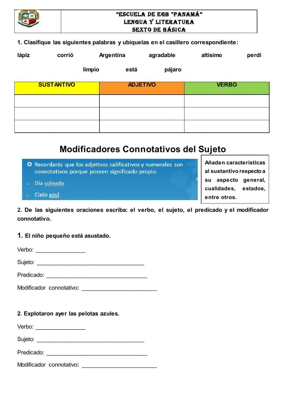 Modificador connotativo y no connotativo