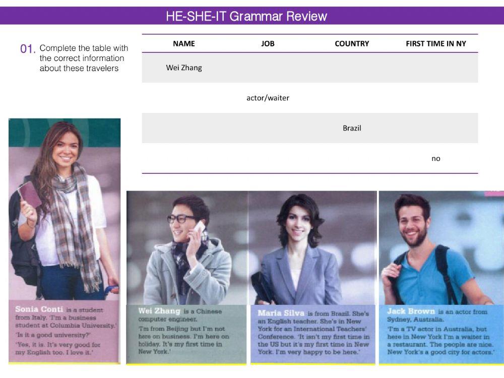 To be, he she it - Grammar Review worksheet | Live Worksheets