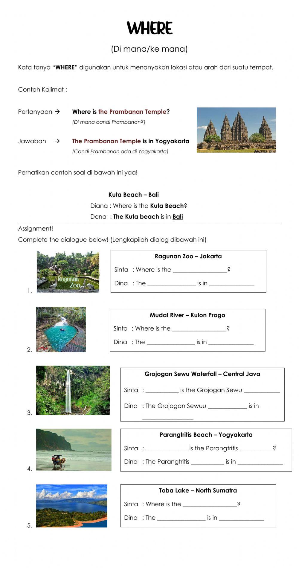 Where exercise | Live Worksheets