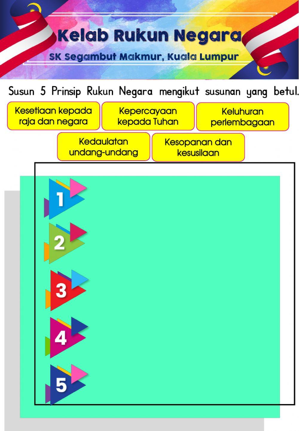 Lembaran kerja 5 prinsip rukun negara