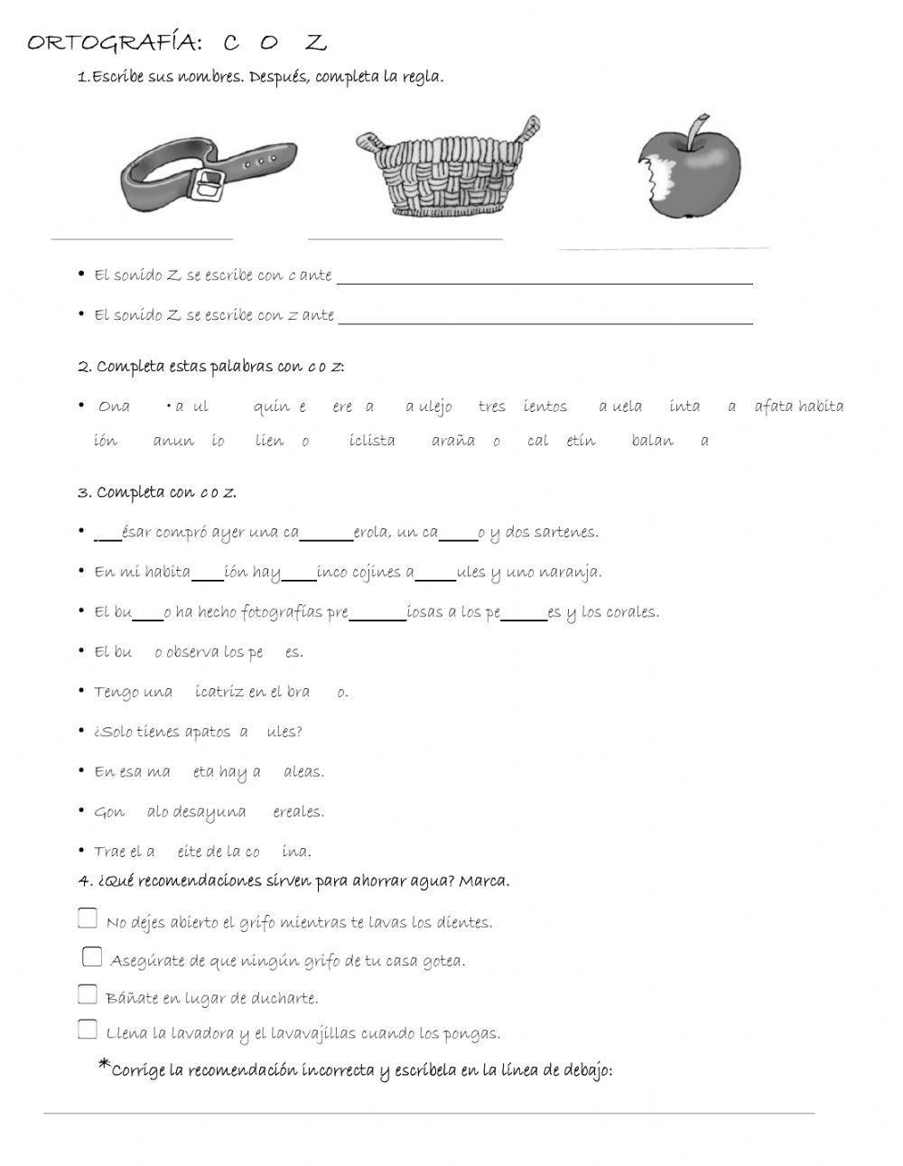 Antónimos, sujeto y predicado, sonido z y c