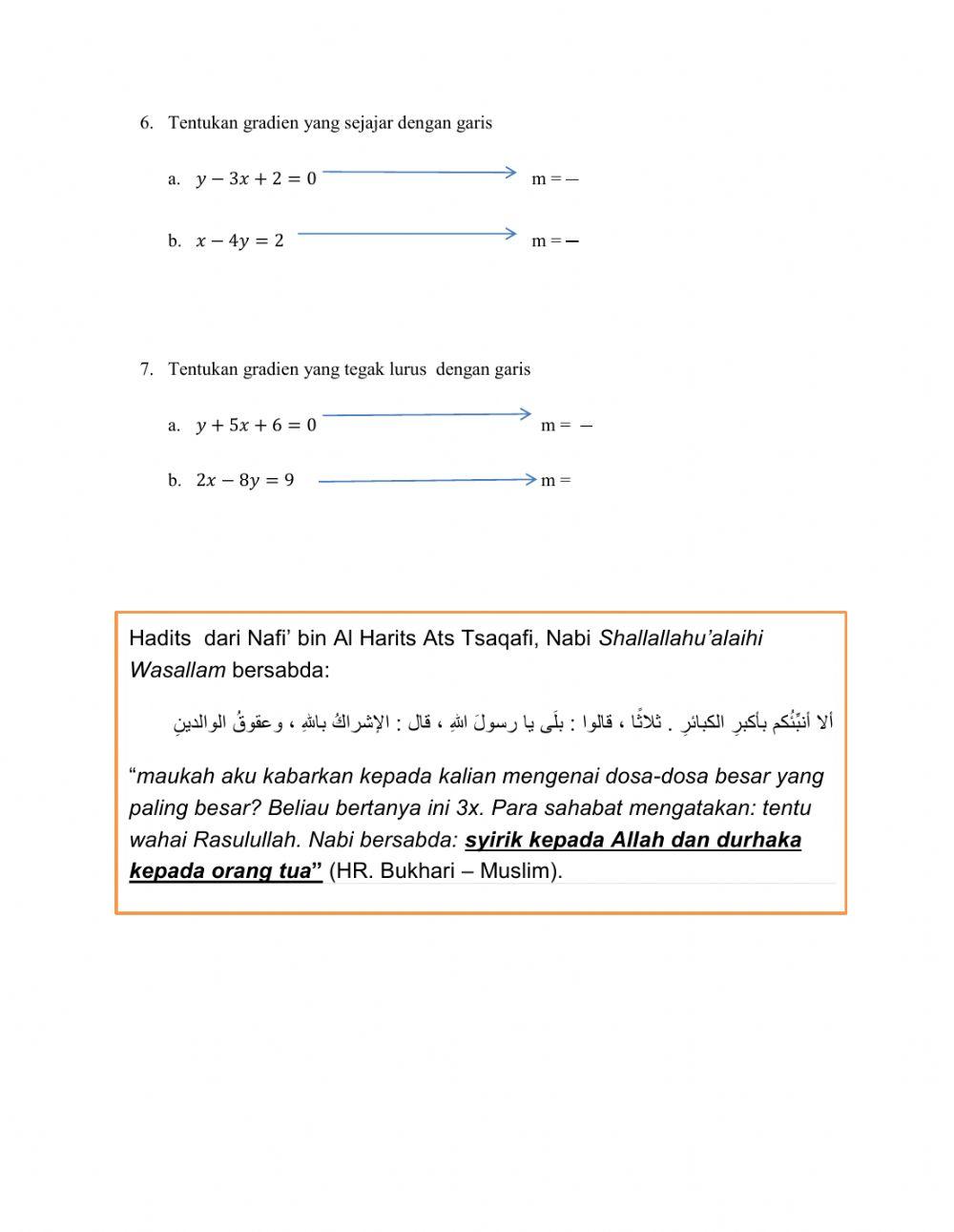 PERSAMAAN GARIS Latihan 1