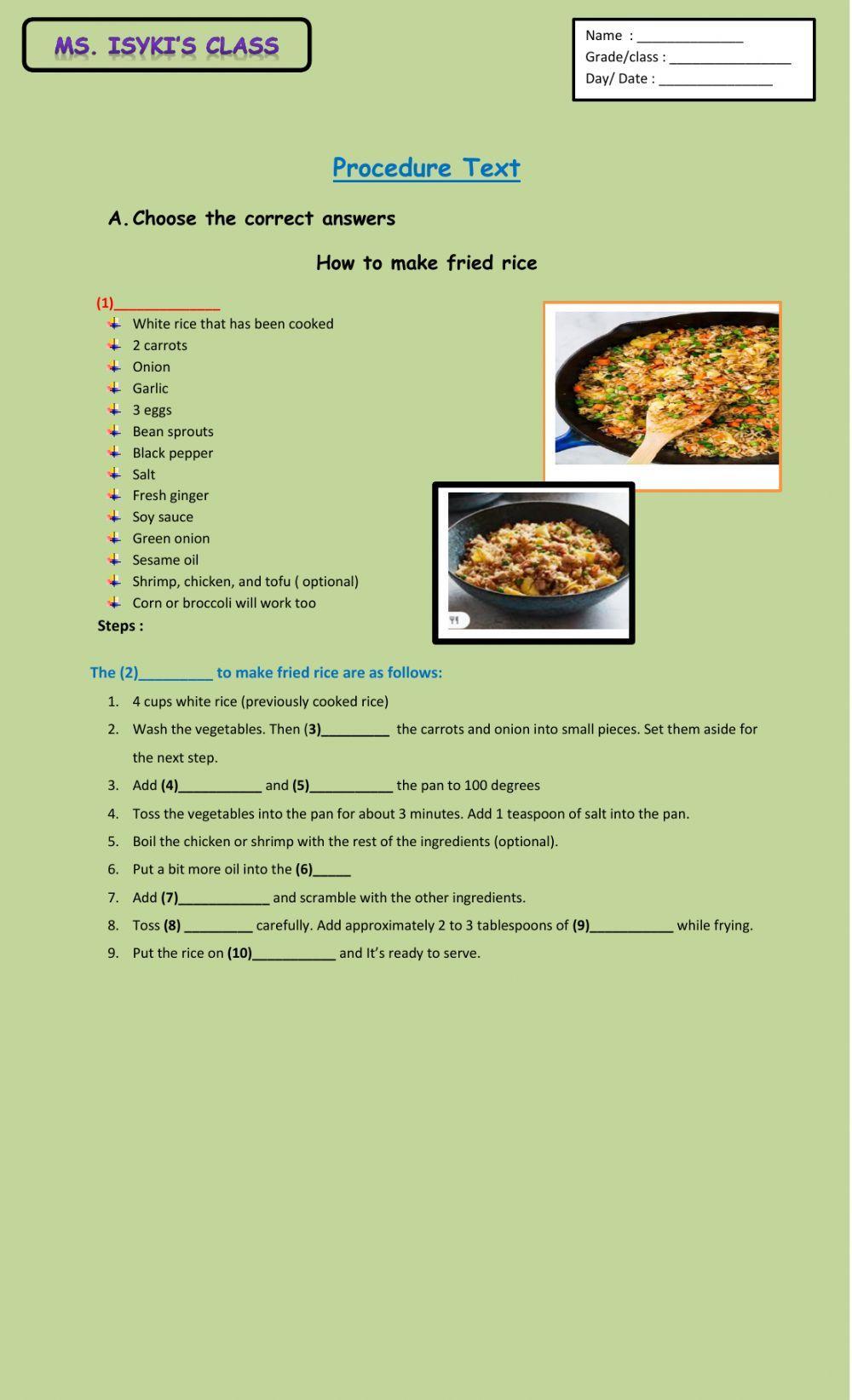 Procedure text 2 liveworksheets 419358