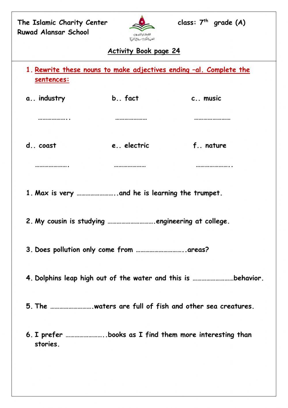Adjectives with -al and -y