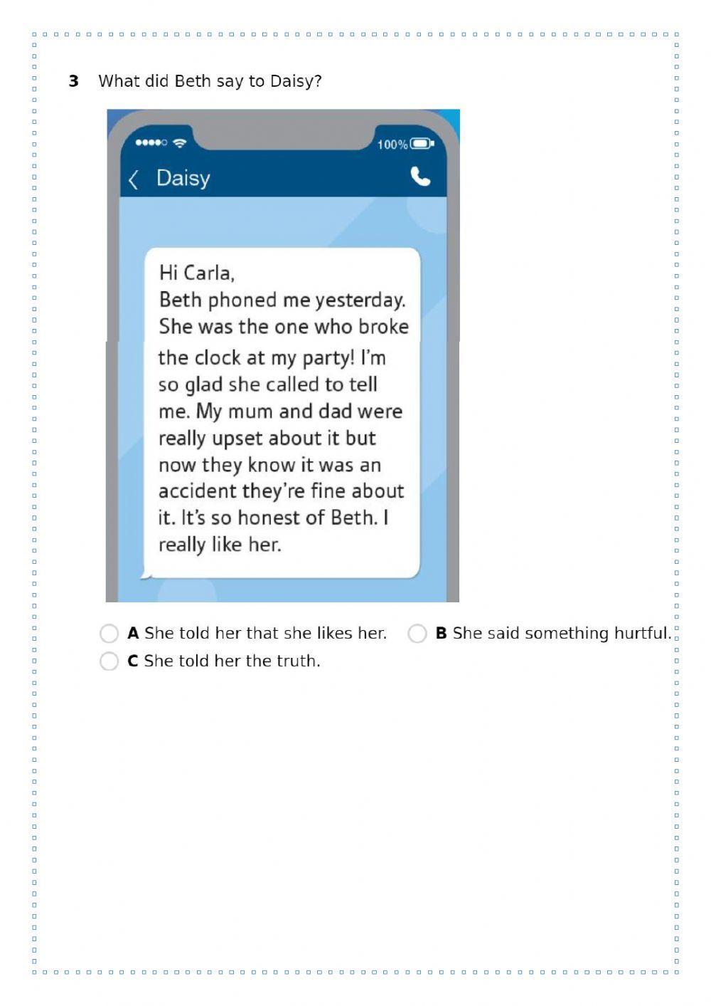 Listening and reading comprehension about happiness