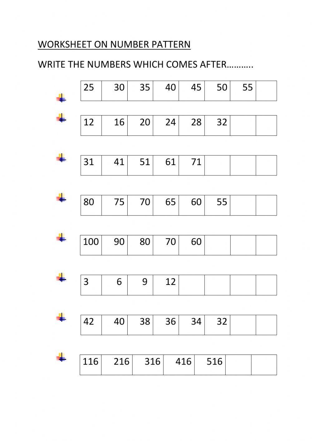 Pattern interactive exercise | Live Worksheets