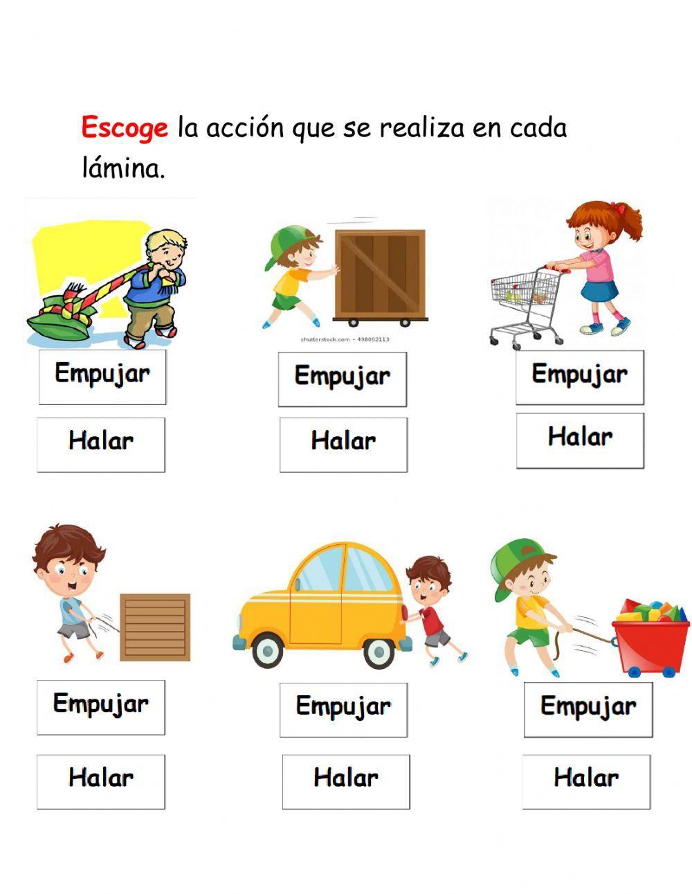 Halar y empujar- Primero online exercise for | Live Worksheets