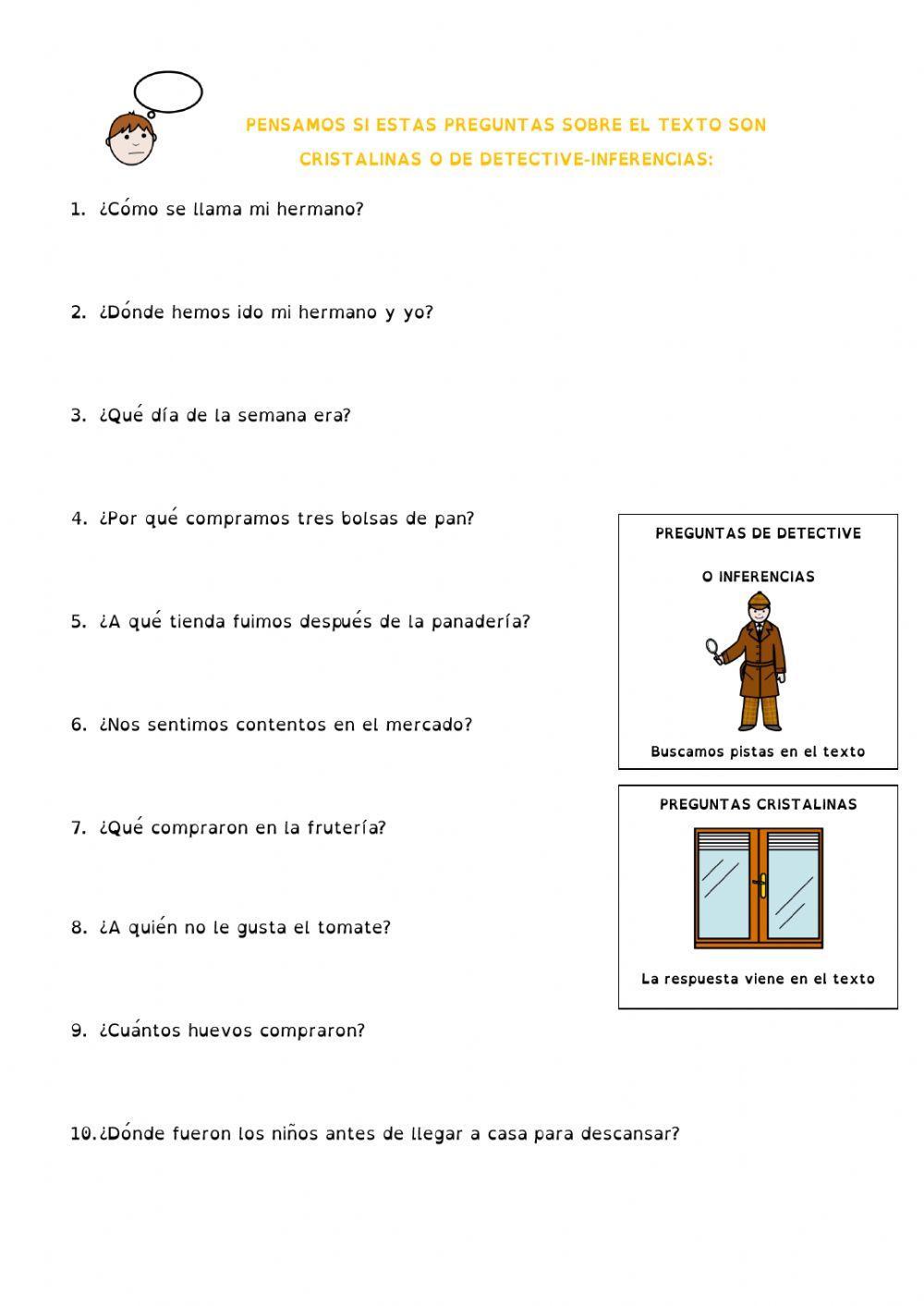 Comprensión preguntas directas e inferencias