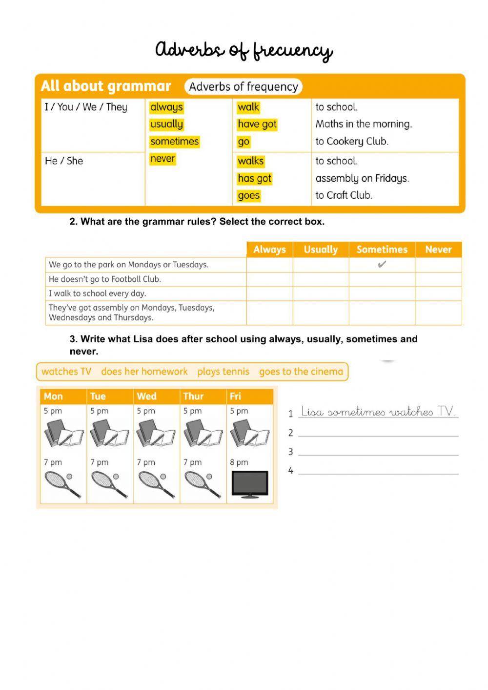Adverbs of frequency