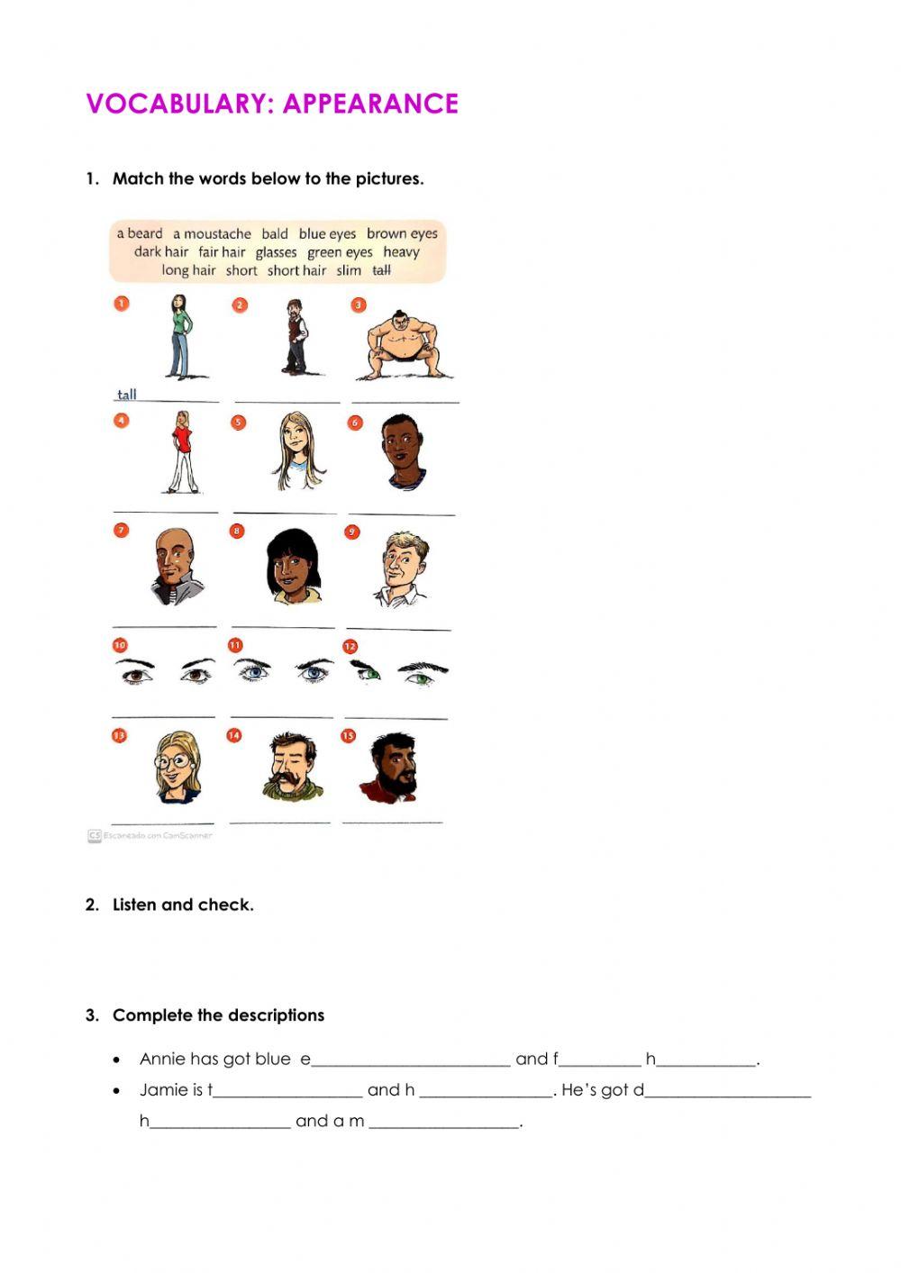 Vocabulary: appearance