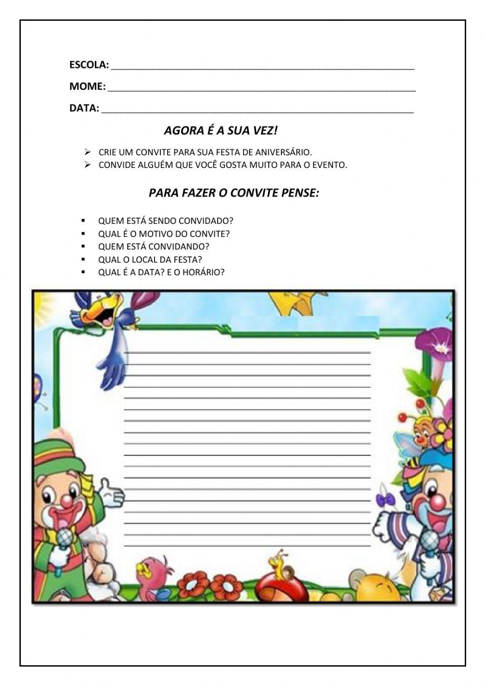 Trabalhando Gênero Textual Convite