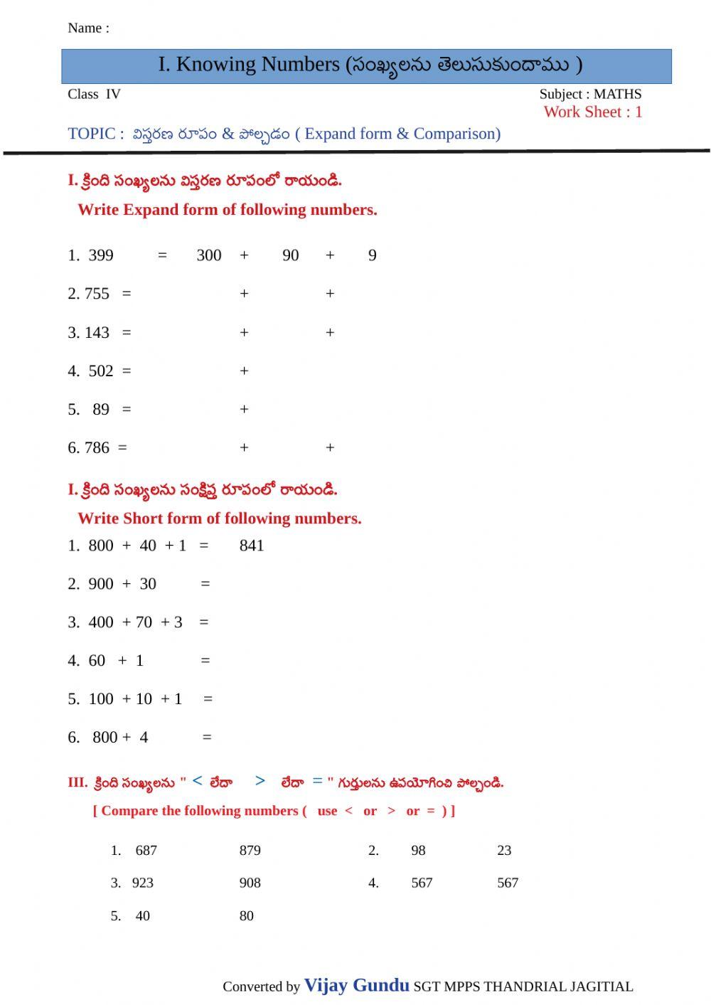 4th maths expand form1 by Vijay Gundu