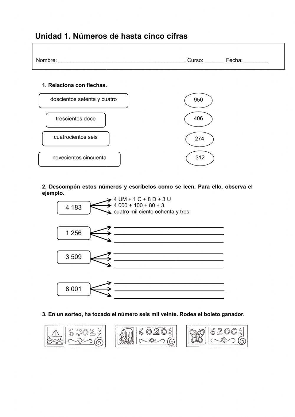 Números de hasta cinco cifras