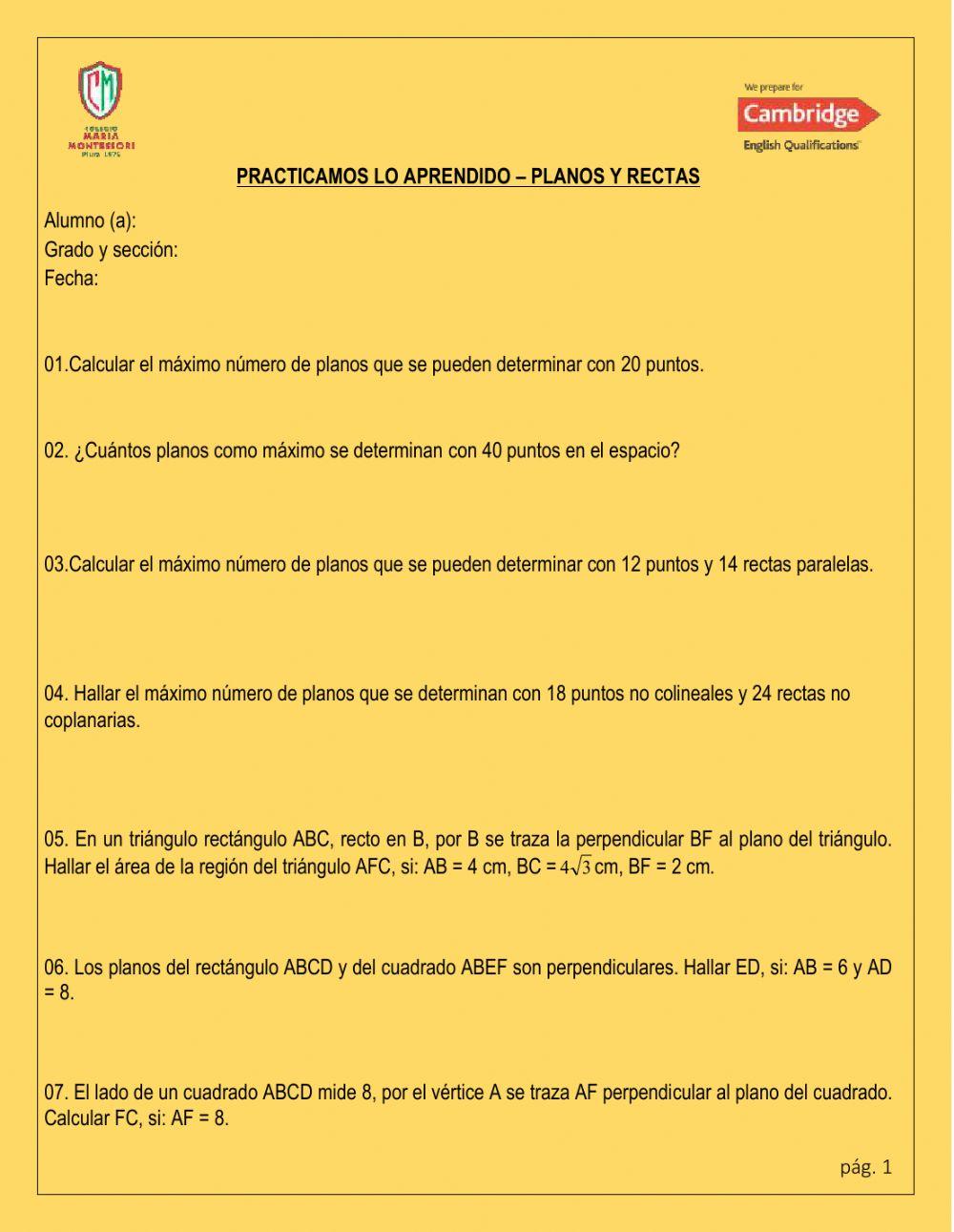 Planos y rectas Planos y rectas