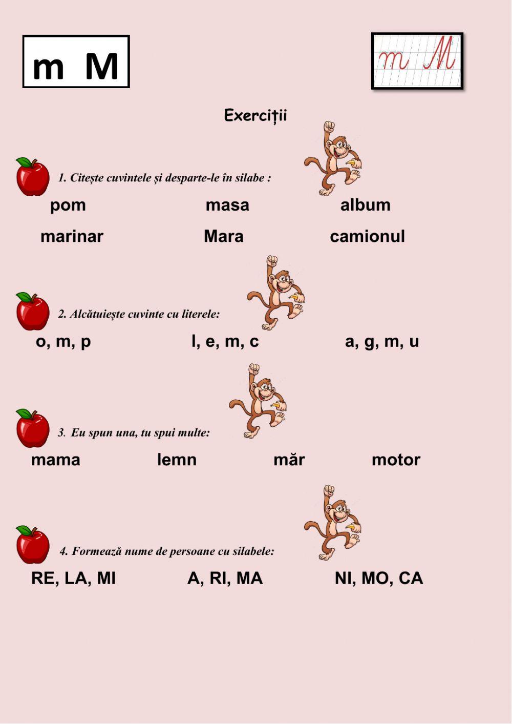 Exerciții litera m
