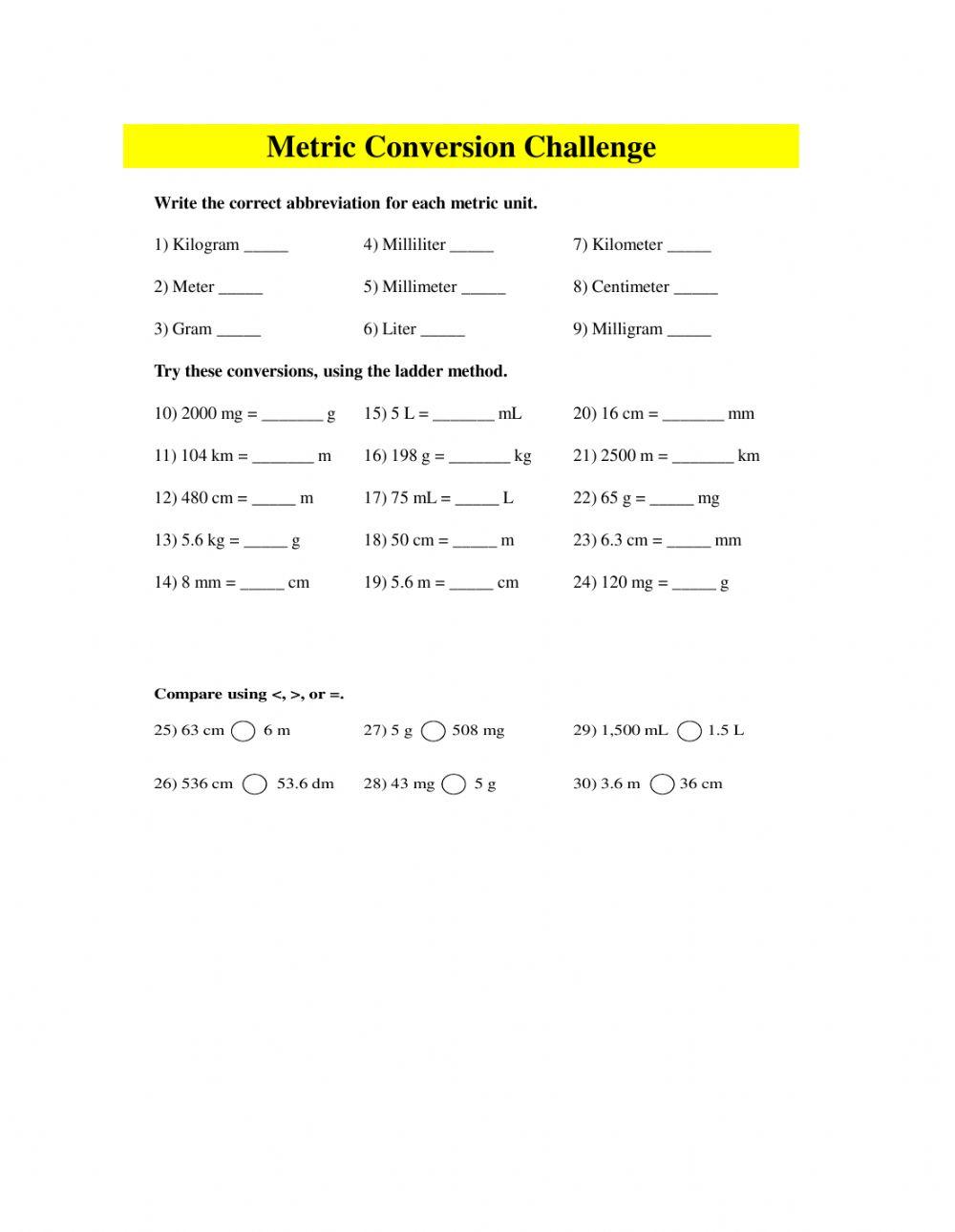 4339275 Metric System Conversion Practice