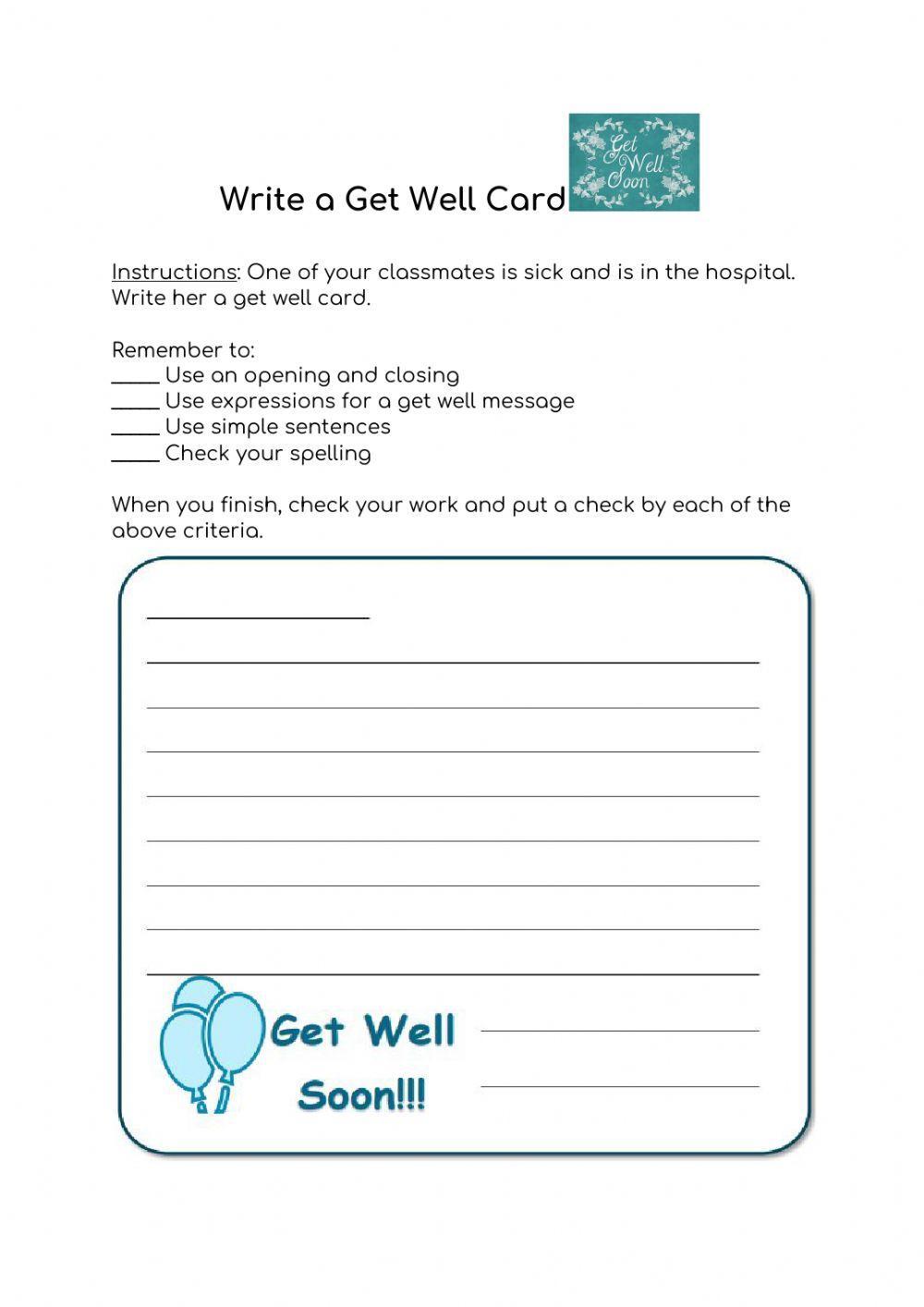 Write a Get well soon note