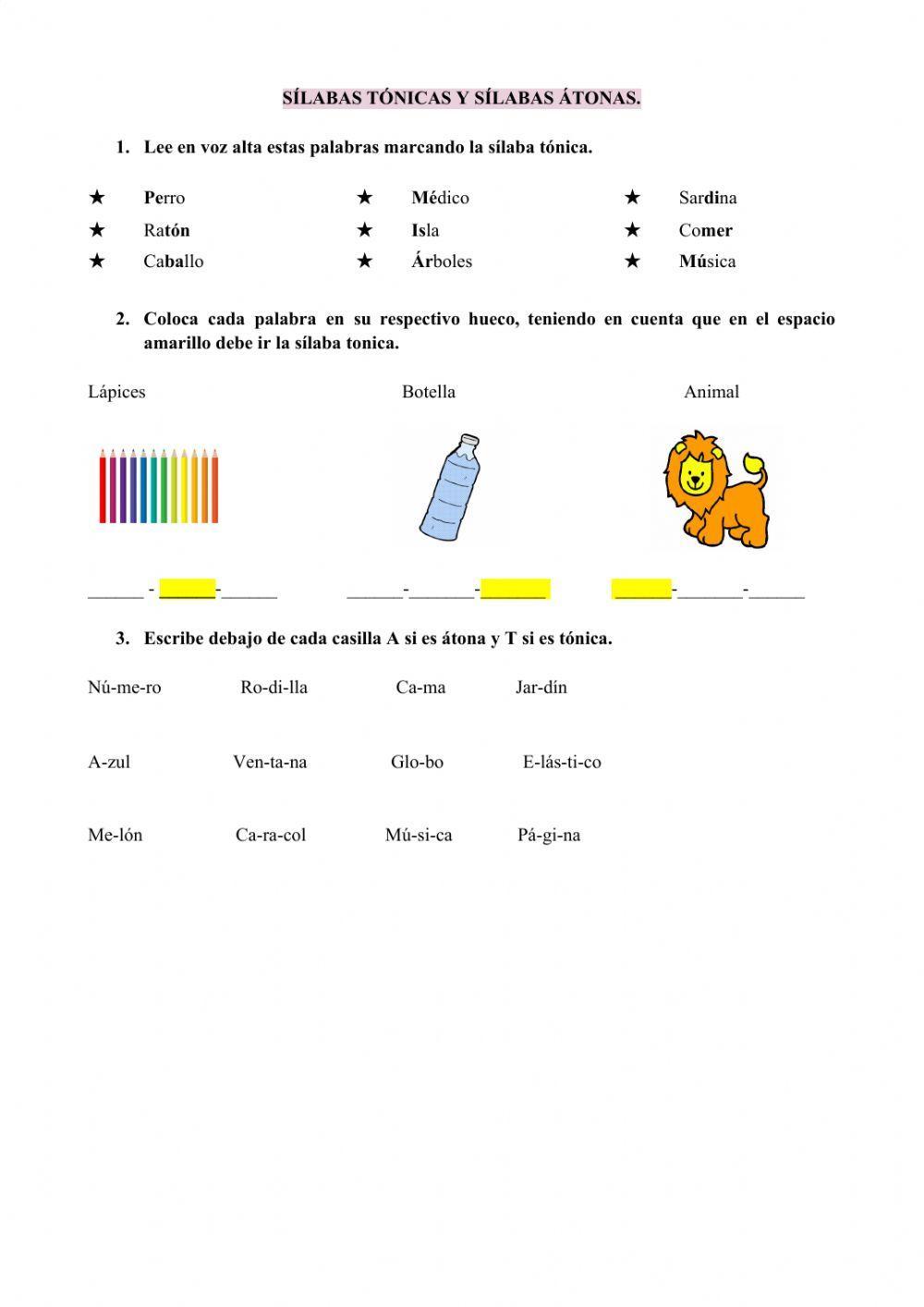 Sílabas átonas y sílabas tónicas