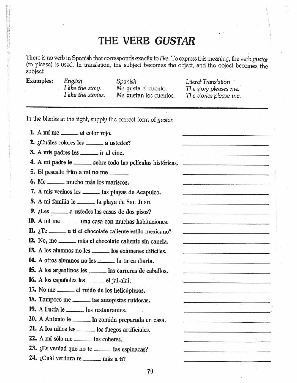 The verb -gusta… | Free Interactive Worksheets | 6136862, image size:1000x1291
