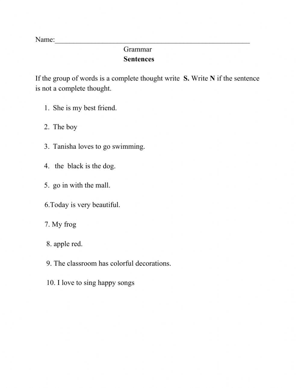 sentences-online-practice-live-worksheets