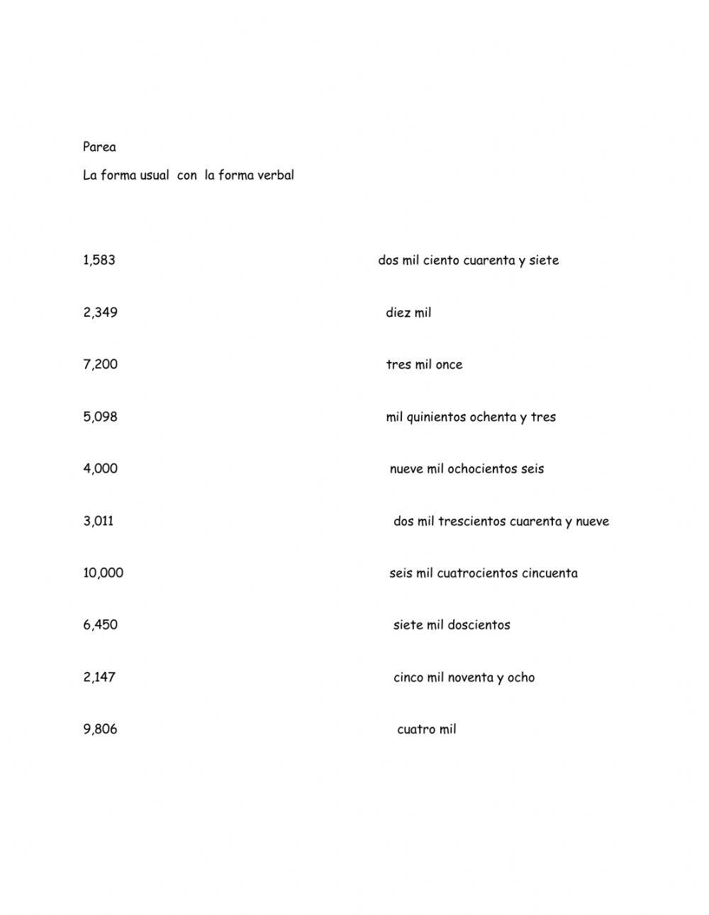 Forma Usual y Verbal - Unidades de millar