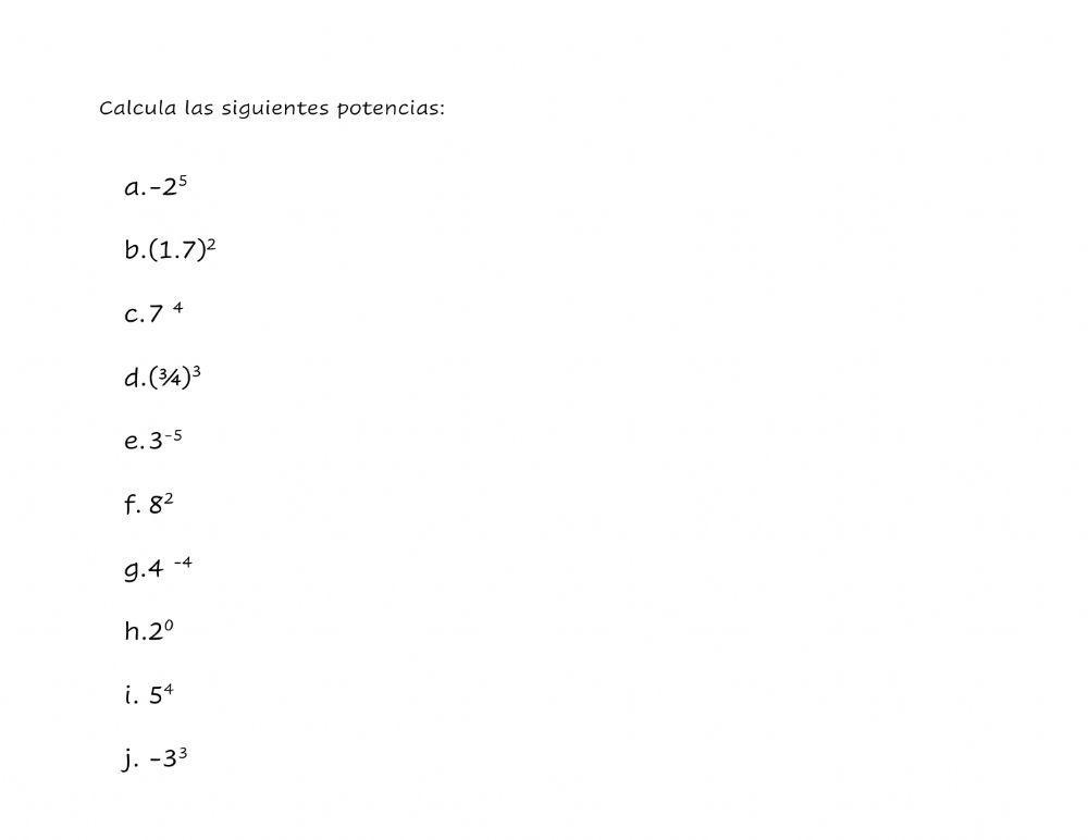 Potencias Positivas y Negativas