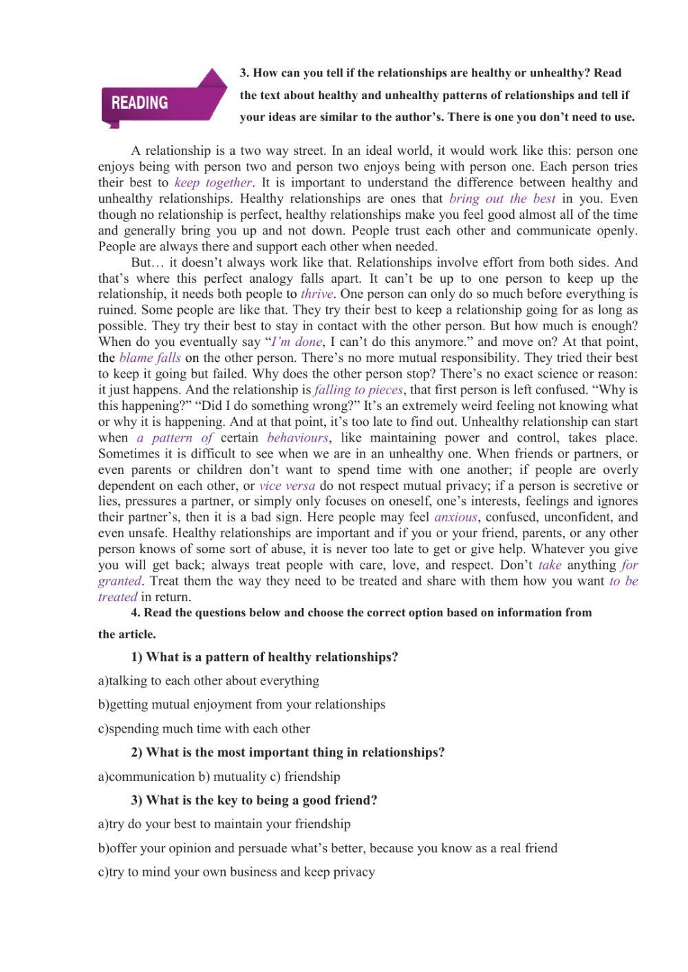 In relation to somebody (on Nersysian book for the 10 form )