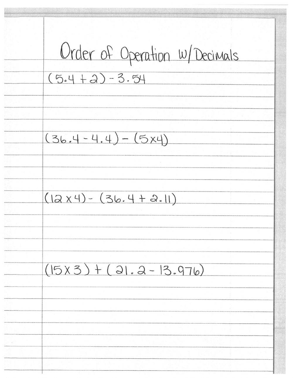 6137093 | Order of Operations with Decimals | Kellie